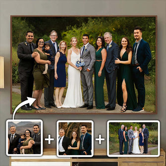 Custom Photos Horizontal Loved One Combined With Same Background - Personalized Customized Canvas - Gift For Family Members