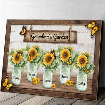 Grandma's Sunflowers Garden - Personalized Customized Canvas - Gift For Family Members