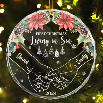 First Christmas - Customized Personalized Glass Ornament - Christmas Gift For Couple Husband Wife