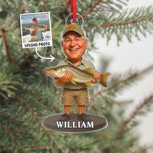 Custom Photo Funny Fisherman - Personalized Acrylic Ornament - Christmas Gift For Family Member, Fisherman, Friends