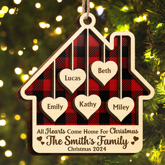 All Hearts Come Home For Christmas - Personalized 2-Layered Wooden Ornament - Gifts For Family