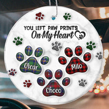 Paw Prints On My Heart - Personalized Car Ornament - Gift For Pet Lovers, Dog Lovers, Cat Lovers