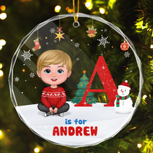 Christmas Alphabet - Customized Personalized Glass Ornament - Christmas Gift For Children Kid Family