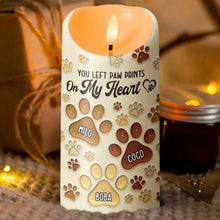 You Left Paw Prints On Our Hearts - Personalized Candle LED Light - Sympathy Gift For Pet Owners, Pet Lovers