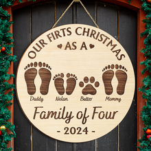 Our First Family Christmas - Customized Personalized Door Sign - Christmas Gift For Family