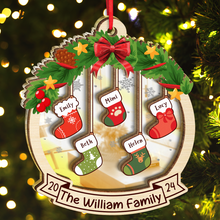 Christmas Family Socks - Personalized Custom Mirror Wooden Ornament - Gift For Family