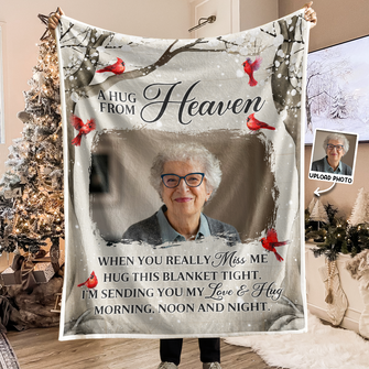 Custom Photo Loving You Forever  - Memorial Personalized Photo Blanket - Gifts For Family Members