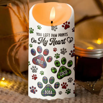 A Heartbeat At My Feet - Personalized Candle LED Light - Sympathy Gift For Pet Owners, Pet Lovers