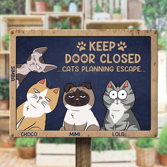 Cats Planning Escape - Personalized Customized Metal Sign - Unique Gift For Cat Lovers
