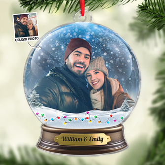 Custom Photo Couple Snow Globe - Personalized Custom Acrylic Ornament - Christmas Gift For Couple