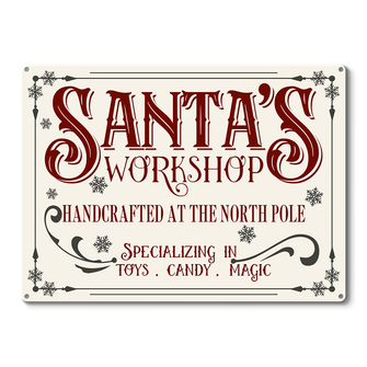 Santa's Workshop Sign, Christmas Workshop - Christmas Home Metal Sign - Gifts For Friends, Family