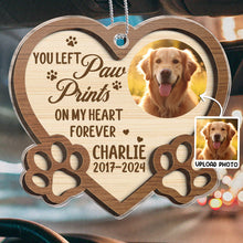 Custom Pet Photo Your Paw On My Heart - Customized Personalized Car Ornament - Gift For Memorial Pet Mom Pet Dad Loss Gift