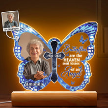 Custom Photo Butterflies Are The Heaven - Personalized 3D LED Light - Memorial Gift For Family Members, Grandparents