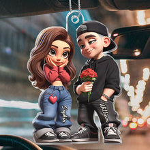 3D Y2k Style Couple - Customized Personalized Acrylics Car Ornament - Valentine's Day Gift For Couples, Lovers