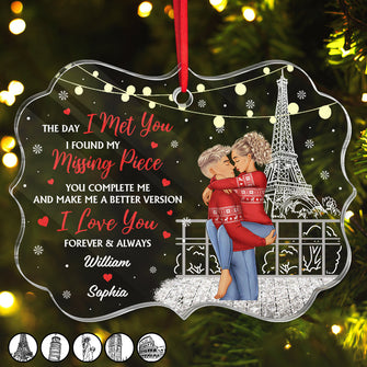 I Found My Missing Piece Couples Christmas - Customized Personalized Acrylic Ornament - Christmas Gift For Couple