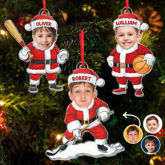 Custom Face Santa Claus Athlete - Personalized Acrylic Ornament - Christmas Gift For Family Members, Kids