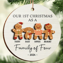 First Christmas As A Family As A Gingerbread- Personalized 2-Layered Wooden Ornament - Gifts For Family