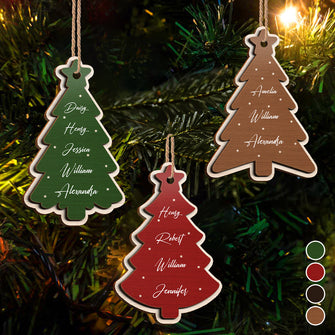 Family Names Christmas Tree - Personalized 2-Layered Wooden Ornament - Gifts For Family