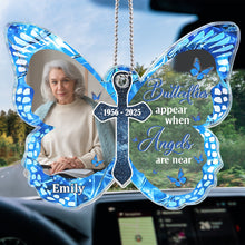 Custom Photo Butterflies Appear When Angels Are Near - Personalized Car Ornament - Memorial Gift For Family Members