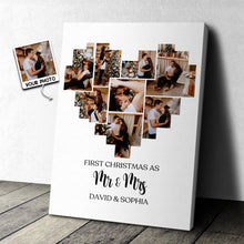 Custom Photo First Christmas As Mr & Mrs - Personalized Customized Canvas - Gifts For Couple