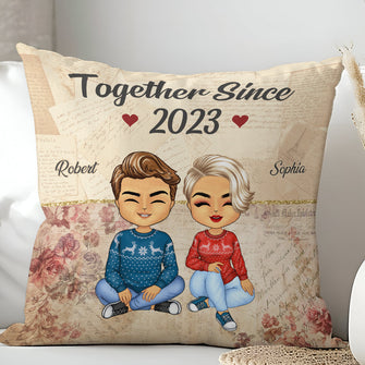 Vintage Couple Together Since - Personalized Customized Pillow - Anniversary Gift For Lover, Couple, Husband, Wife