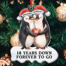 Cute Penguin Couple Shaped - Personalized Acrylic Ornament - Christmas Gift For Couple, Lovers