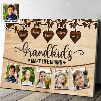 Custom Photo - Grandkids Happy Gift - Customized Personalized Canvas - Gift For Family Grandma Grandpa Grandkids