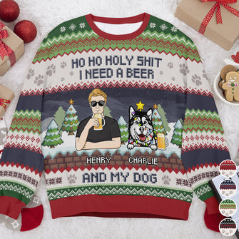 I Need A Beer And My Dog - Customized Personalized Ugly Sweater - Christmas Gift For Dog Pet Lover Dog Dad