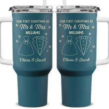 Our First Christmas As Mr & Mrs - Personalized Custom 40oz Stainless Steel Tumbler - Gift For Couple