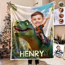 Jurassic Adventure - Customized Personalized Blanket - Gift For Family Members