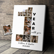 Custom Photo 1 Year With You - Personalized Customized Canvas - Gifts For Couple