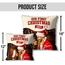Custom Photo Our First Christmas - Personalized Custom Pillow - Christmas Gift For Family, Couple