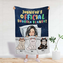 Personalized Fleece Blanket Official Snuggle Blanket Funny Cartoon Cats - Gift For Cat Lovers, Cat Moms