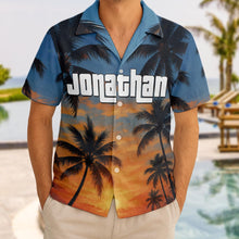 Custom Photo Sunset Tropical  - Personalized Customized Hawaiian Shirt - Gift For Family Members, Best Friends