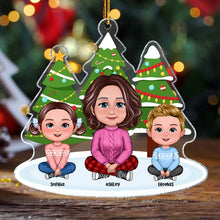 Grandma And Grandkids Under The Christmas Tree - Personality Customized Ornament - Christmas Gift For Family