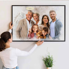 Custom Combine Photos Loved One From Different Images, Adding Halo & Wings To Deceased One - Personalized Customized Canvas - Gift For Family Members