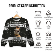 Custom Photo Ho-Ho-Horse Christmas Funny Horse Face - Ugly Sweater - Christmas Gifts Personalized Custom Ugly Sweater