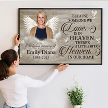 Custom Photo There's A Little Bit Of Heaven In Our Home - Personalized Customized Canvas - Memorial Gift For Family Members