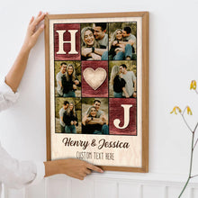 Custom Canvas Printing With Couple Photo And Initials Name - Personalized Customized Canvas - Best Valentines Day Gifts For Couple