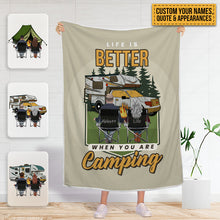 Husband And Wife Camping Partners For Life - Gift For Camping Lovers - Personalized Custom Fleece Blanket