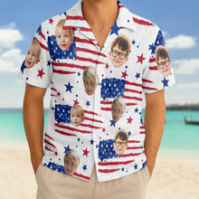 Custom Photo With Beloved Ones American Theme - Personalized Customized Hawaiian Shirt - Gift For Family Members, Best Friends