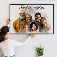 Custom Photos Horizontal Loved One Combined And Adding Quotes, Halo To Deceased One - Personalized Customized Canvas - Gift For Family Members