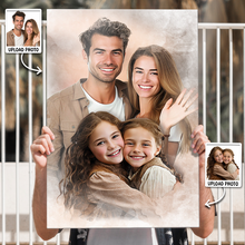Personalized Watercolor Painting Of Loved Ones, Custom Commemorative Family Portrait From Photo, Thoughtful Bereavement Art, Personalized Customized Canvas Gift For Grandpa