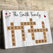 Family Crossword Canvas - Customized Family Name Canvas - Gift For Family Members