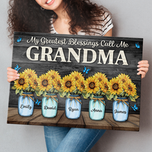 Grandma My Greatest Blessing - Personalized Customized Canvas - Gift For Family Members