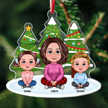 Grandma And Grandkids Under The Christmas Tree - Personality Customized Ornament - Christmas Gift For Family