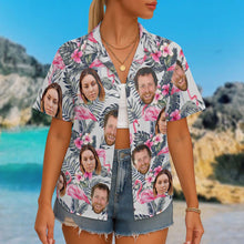 Custom Photo With Beloved Ones Flamingo Theme - Personalized Customized Hawaiian Shirt - Gift For Family Members, Best Friends