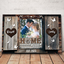 Home Is Wherever I'm With You - Personalized Custom Framed Canvas Wall Art - Gift For Couple