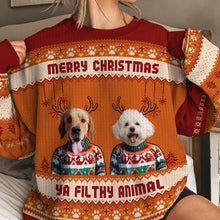 Custom Photo Christmas Sweater - Pet Face With Antler Christmas Gifts For Pet Lovers Personalized Custom Ugly Sweater