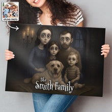 Custom Family Photo Animated Gothic Style - Personalized Customized Canvas - Special Halloween Gift For Family Members
